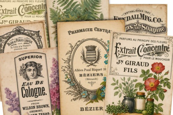 Download A4 Vintage French Perfume Advert Pages - Advert Collection