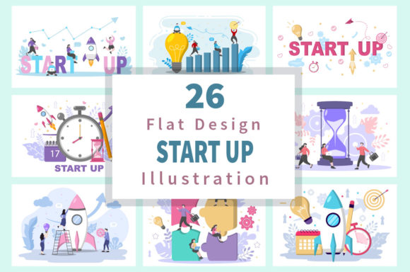 Download 26 Business Startup Flat Illustration - Illustration Collection