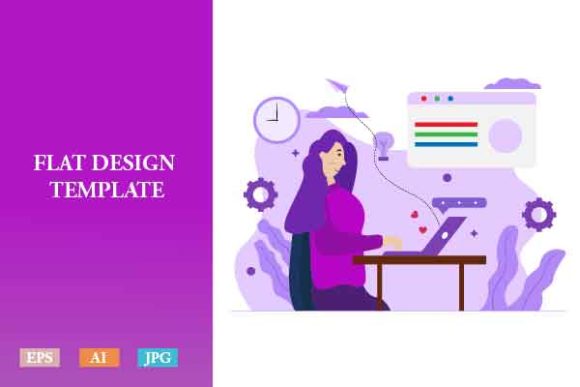 Download Flat Illustration Freelancer Woman V1 - Illustration Collection