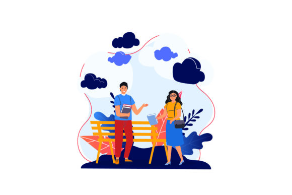 Download Flat Illustration Asset - Couple Book - Illustration Collection